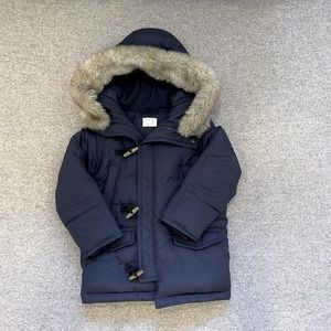 J. Crew Boys Parka with Faux Fur Hood - Size 4/5